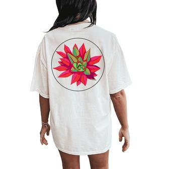 Succulent And Cactus Artistic Echeveria Women's Oversized Comfort T-Shirt Back Print | Mazezy