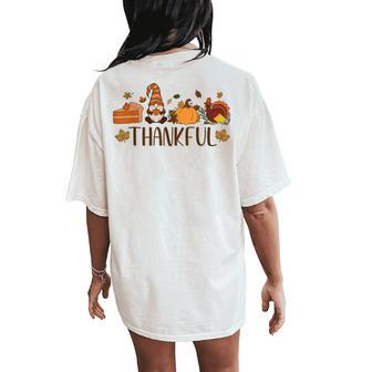Thanksgiving Thankful Pumpkin Pie Fall Vibes Women's Oversized Comfort T-Shirt Back Print | Mazezy
