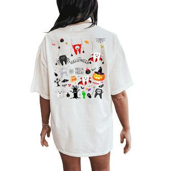 Tooth Th Halloween Theme Trick Or Treat Squad Spooky Rda Women Oversized Back Print Comfort T-shirt | Mazezy
