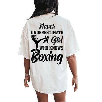 Never Underestimate Boxing Girl Women's Oversized Comfort T-Shirt Back Print - Monsterry UK