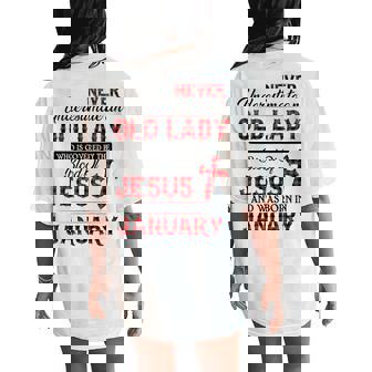 Never Underestimate An Old Lady Who Is Covered By-January Women's Oversized Comfort T-Shirt Back Print - Seseable