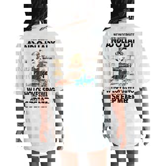 Never Underestimate Old Lady Loves Sewing & Born In Women's Oversized Comfort T-Shirt Back Print - Seseable