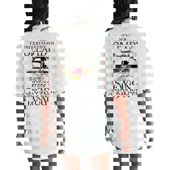 Never Underestimate An Old Lady Who Loves Sewing January Women's Oversized Comfort T-Shirt Back Print - Seseable