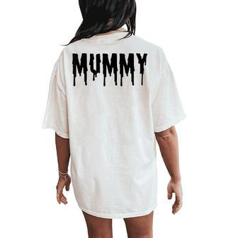 Vintage Mummy Mom Matching Deady Halloween Vibes Women's Oversized Comfort T-Shirt Back Print - Thegiftio UK