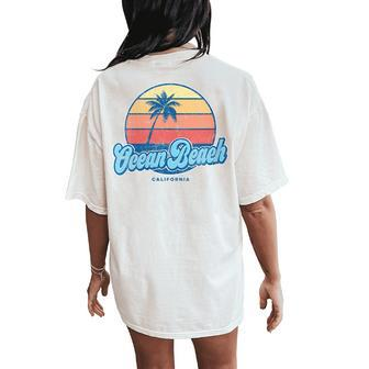 Vintage Ocean Beach California Ca Classic 70S Retro Surfer Women's Oversized Comfort T-Shirt Back Print | Mazezy