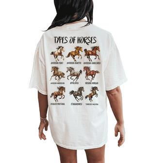 Vintage Retro Types Of Horses Horse Breed Horseback Riding Women's Oversized Comfort T-Shirt Back Print - Monsterry