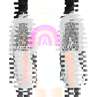 On Wednesday We Wear Pink Rainbow Breast Cancer Fighter Women's Oversized Comfort T-Shirt Back Print - Thegiftio