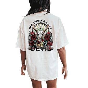 Western Boho Bull Head Skull Women's Oversized Comfort T-Shirt Back Print - Monsterry