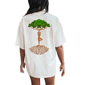 Yoga Tree Pose Kawaii Meditation Positions Yoga Lover Women's Oversized Comfort T-Shirt Back Print | Mazezy