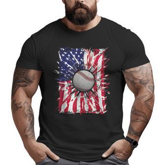 4Th Of July Baseball Usa American Flag Patriotic Men & Boys Patriotic Funny Gifts Big and Tall Men Graphic T-shirt | Mazezy