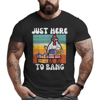 4Th Of July Chicken Fireworks Here To Bang Retro America Men Big and Tall Men Graphic T-shirt | Mazezy