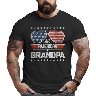 All American Grandpa 4Th Of July Fathers Day Sunglasses Grandpa Funny Gifts Big and Tall Men Graphic T-shirt | Mazezy