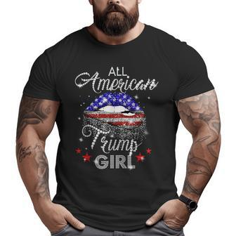 All American Trump Girl Usa Flag Lips Gop Vote 2024 Usa Funny Gifts Big and Tall Men Graphic T-shirt | Mazezy