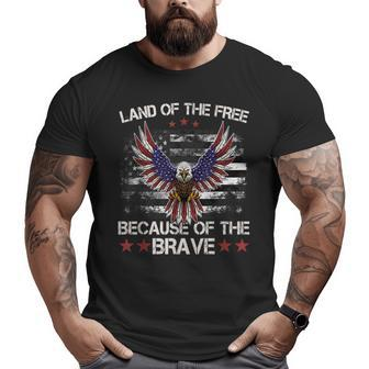 America Eagle | Land Of The Free Because Of The Brave Big and Tall Men Graphic T-shirt | Mazezy