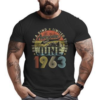 Awesome Since June 1963 Vintage Gifts Men 60Th Birthday 60Th Birthday Funny Gifts Big and Tall Men Graphic T-shirt | Mazezy