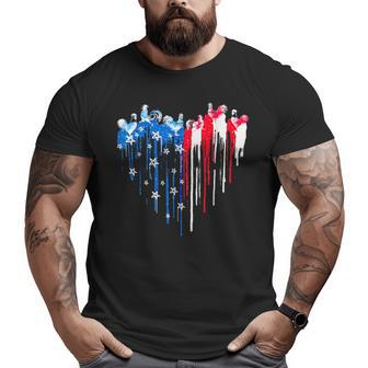 Chicken American Flag Heart Usa Patriotic Pride 4Th Of July Patriotic Funny Gifts Big and Tall Men Graphic T-shirt | Mazezy