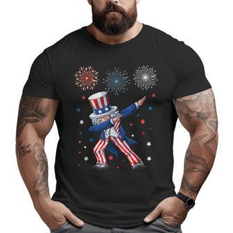 Dabbing Uncle Sam Fireworks 4Th Of July Funny Dab Dance Funny Gifts For Uncle Big and Tall Men Graphic T-shirt | Mazezy