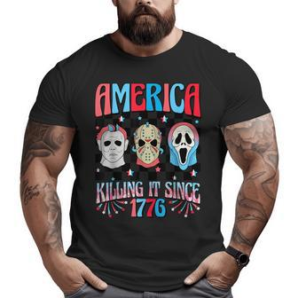 Funny America Killing It Since 1776 Horror 4Th Of July Usa IT Funny Gifts Big and Tall Men Graphic T-shirt | Mazezy