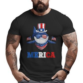 Funny Merica Shark American Flag Indepedence Day July 4Th Gifts For Shark Lovers Funny Gifts Big and Tall Men Graphic T-shirt | Mazezy