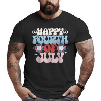 Happy 4Th Of July Groovy Fourth Of July Men Women Boys Girls Big and Tall Men Graphic T-shirt | Mazezy