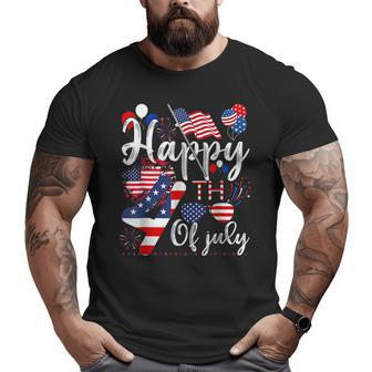 Happy 4Th Of July Patriotic American Us Flag 4Th Of July Patriotic Funny Gifts Big and Tall Men Graphic T-shirt | Mazezy