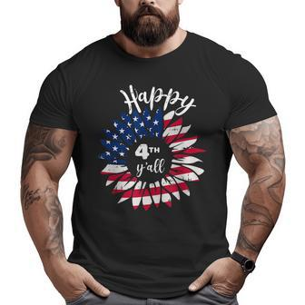 Happy 4Th Of July Vintage Sunflower American Flag Patriotic Patriotic Funny Gifts Big and Tall Men Graphic T-shirt | Mazezy