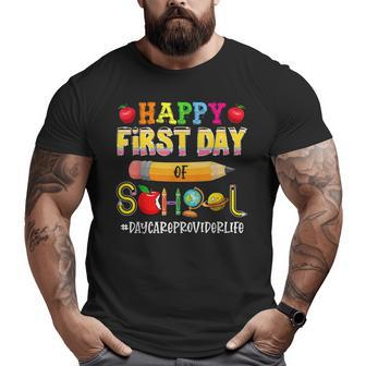 Happy First Day Of School Daycare Provider Daycare Teacher Gifts For Teacher Funny Gifts Big and Tall Men Graphic T-shirt | Mazezy