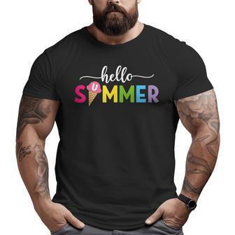 Hello Summer Vacation Ice Cream Popsicle Ice Lolly Gifts Vacation Funny Gifts Big and Tall Men Graphic T-shirt | Mazezy