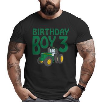 Kids 3Rd Birthday Green Farm Tractor | Three 3 Year Old Tractor Funny Gifts Big and Tall Men Graphic T-shirt | Mazezy