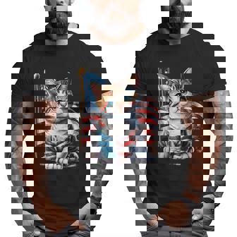 Memorial Day 4Th Of July Patriotic Usa Flag Cat Patriotic Funny Gifts Big and Tall Men Graphic T-shirt | Mazezy
