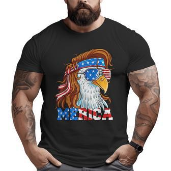 Merica Eagle Mullet 4Th Of July American Flag Usa Patriotic Patriotic Funny Gifts Big and Tall Men Graphic T-shirt | Mazezy