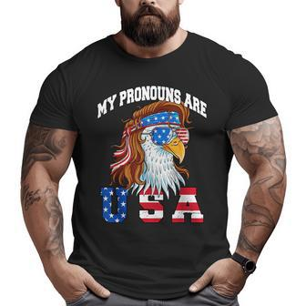 My Pronouns Are Usa Eagle Funny 4Th Of July American Usa Funny Gifts Big and Tall Men Graphic T-shirt | Mazezy