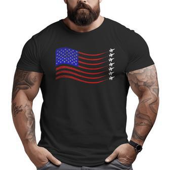 Patriotic 4Th Of July Usa American Flag Fighter Jets Trail Patriotic Funny Gifts Big and Tall Men Graphic T-shirt | Mazezy
