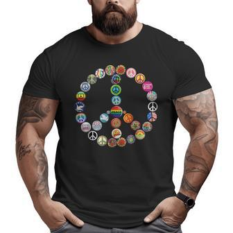 Peace Sign Buttons Vintage Hippie Retro Costume 60S 70S 70S Vintage Designs Funny Gifts Big and Tall Men Graphic T-shirt | Mazezy