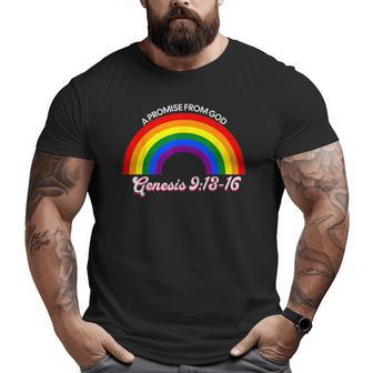 Rainbow Pride Gods Promise Genesis 913 Christian Faith Faith Funny Gifts Big and Tall Men Graphic T-shirt | Mazezy