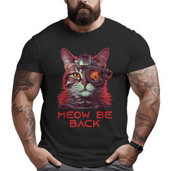 Retro 80S 90S Robot Cat Gifts Sci Fi Pun Funny Cat 90S Vintage Designs Funny Gifts Big and Tall Men Graphic T-shirt | Mazezy