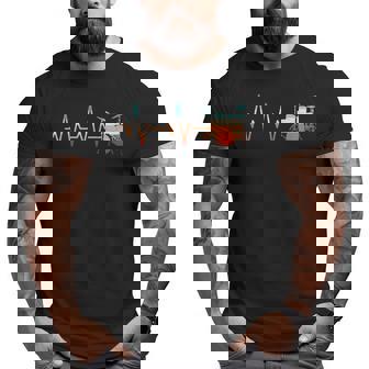 Retro Drum Set Heartbeat Drumming Band Funny Drummer Big and Tall Men Graphic T-shirt | Mazezy