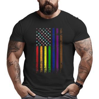 Usa Gay 4Th Of July American Flag | Patriotic Lgbt Pride Patriotic Funny Gifts Big and Tall Men Graphic T-shirt | Mazezy