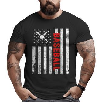 Vintage American Flag Baseball Men Boys Apparel Dad 4Th July Funny Gifts For Dad Big and Tall Men Graphic T-shirt | Mazezy