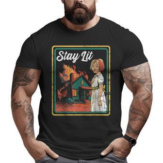 Vintage Child Game Horror Dark Humor Stay Lit Big and Tall Men Graphic T-shirt | Mazezy