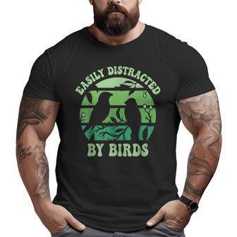 Vintage Easily Distracted By Birds Funny For Bird Watcher Gifts For Bird Lovers Funny Gifts Big and Tall Men Graphic T-shirt | Mazezy