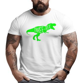 Kids 3 Year Old Birthday Boy Gift Dinosaur Three Rex Green Dinosaur Funny Gifts Big and Tall Men Graphic T-shirt | Mazezy