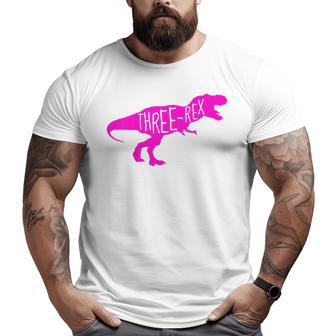 Kids 3 Year Old Birthday Girl Gift Dinosaur Three Rex Pink Dinosaur Funny Gifts Big and Tall Men Graphic T-shirt | Mazezy