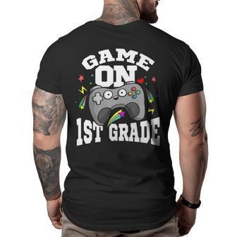 1St Grade Teacher & Student - Game On Video Controller Gifts For Teacher Funny Gifts Big and Tall Men Back Print T-shirt | Mazezy