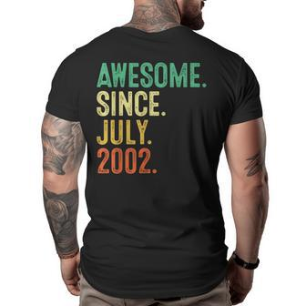 21 Year Old Awesome Since July 2002 21St Birthday 21St Birthday Funny Gifts Big and Tall Men Back Print T-shirt | Mazezy
