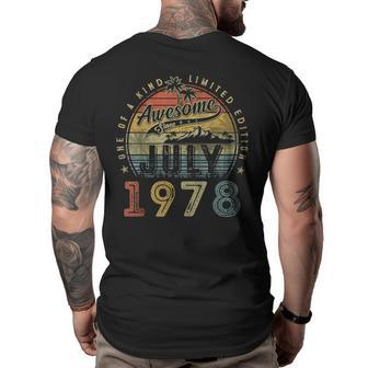 45 Year Old Awesome Since July 1978 45Th Birthday Big and Tall Men Back Print T-shirt | Mazezy
