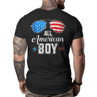 All American Boy 4Th Of July Usa Sunglasses Family Matching Usa Funny Gifts Big and Tall Men Back Print T-shirt | Mazezy