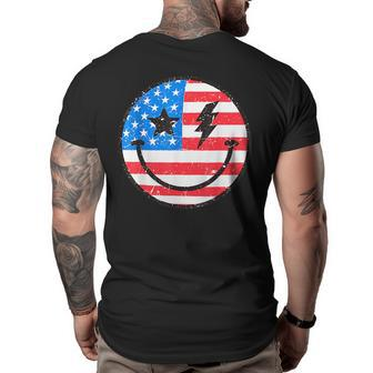 America Vibes Smile Face American Flag 4Th Of July Usa Flag Usa Funny Gifts Big and Tall Men Back Print T-shirt | Mazezy