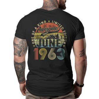 Awesome Since June 1963 Vintage Gifts Men 60Th Birthday 60Th Birthday Funny Gifts Big and Tall Men Back Print T-shirt | Mazezy