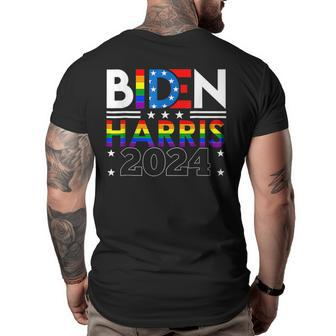 Biden Harris 2024 Rainbow Flag Gay Pride Lgbt Democrat Pride Month Funny Designs Funny Gifts Big and Tall Men Back Print T-shirt | Mazezy